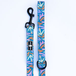 Waterproof, sand proof dog lead. Stainless Steel D Ring. Recycled webbing. Eco friendly coating. Designed in Australia. Designer lead. Double clip Lead.