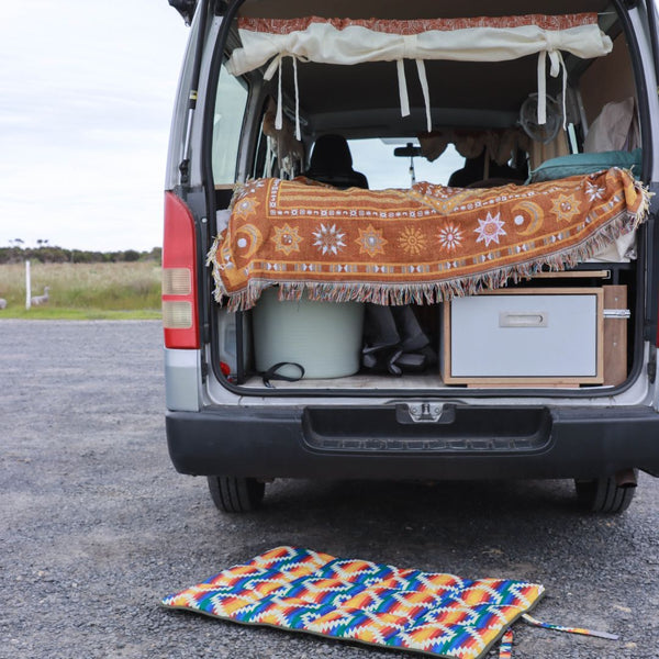Dog travel Mat, Dog Bed, Portable dog bed, Dog Training mat, Camping dog bed, Dog Mat. Indie boho dog bed, Compact, roll in dog bed.