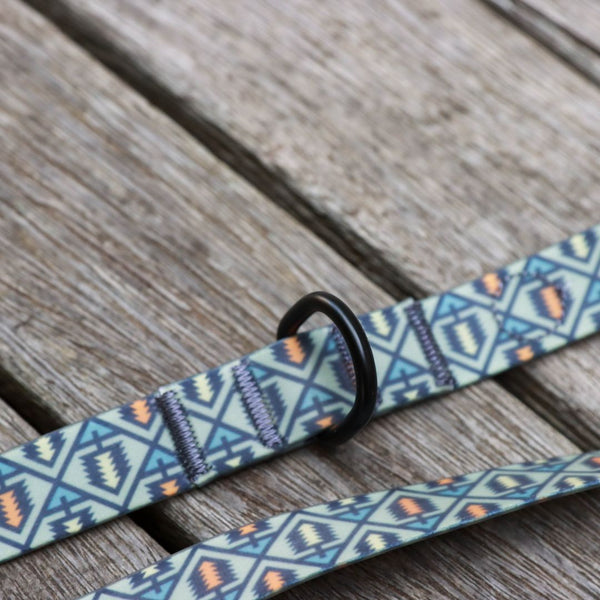 Waterproof, double clip dog lead. . earthy tones. Print.