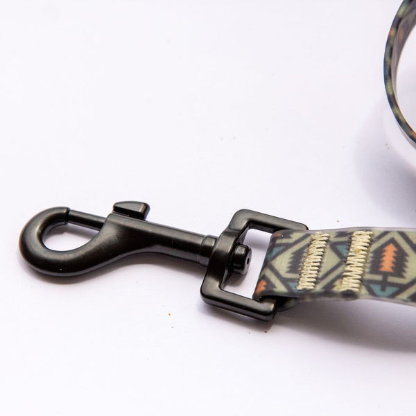 Waterproof, sand proof dog lead. Stainless Steel D Ring. Recycled webbing. Eco friendly coating. Designed in Australia. Designer lead. Double clip Lead.