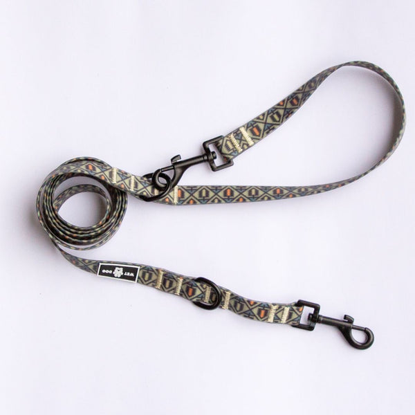 Waterproof, sand proof dog lead. Stainless Steel D Ring. Recycled webbing. Eco friendly coating. Designed in Australia. Designer lead. Double clip Lead.