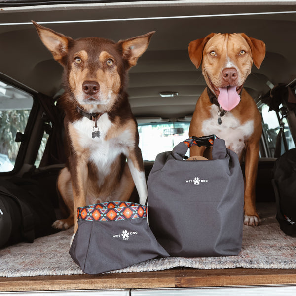 Travel Dog bowl - light and packable. Made from recycled plastic bottles. Travel Pet Gear. Australia. Travel Essentials for dogs