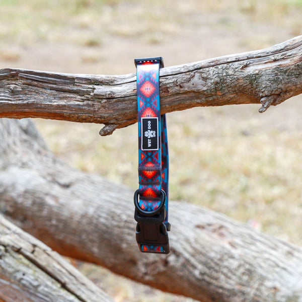 Dog collar with a colourful pattern, boho pattern. Waterproof and stink-proof collar. Recycled Dog collar. Eco-friendly dog accessories.