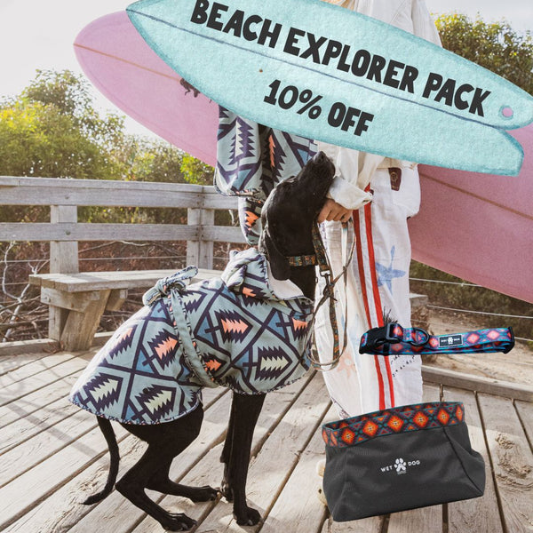 Wet Dog Bundle, dog towel, waterproof collar and travel dog bowl